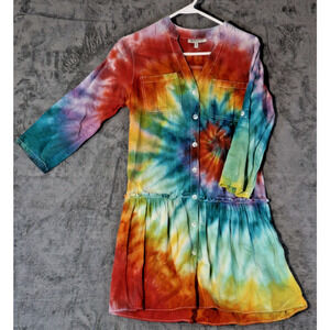 Speed Control NY M Rainbow Spiral Tie-Dye Shirt Dress Artisan Hand Dyed Boho‎